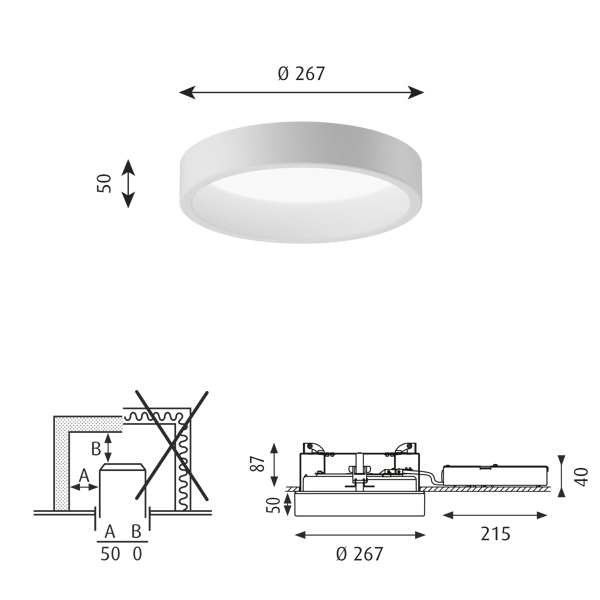 LP Circle Semi Recessed dimensions