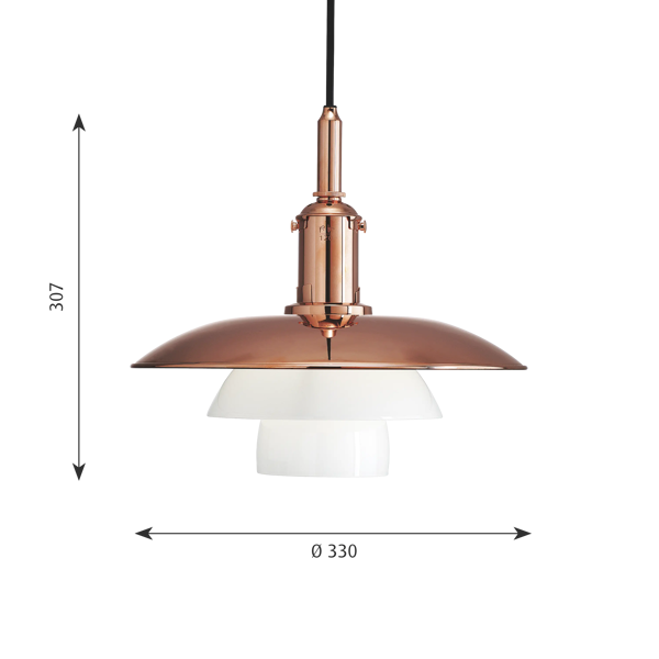 PH 3½-3 Copper Pendant dimensions