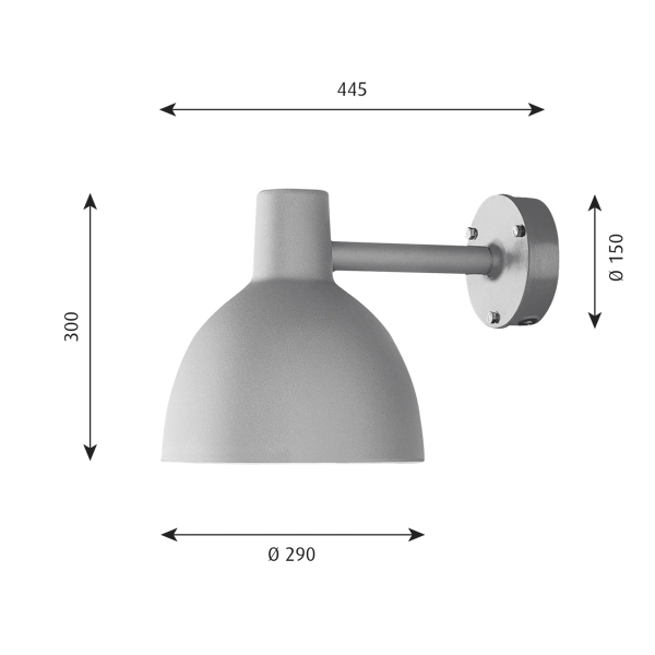 Toldbod 290 Outdoor Wall Lamp dimensions