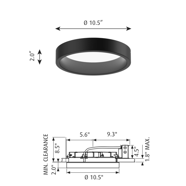 LP Circle Semi Recessed dimensions