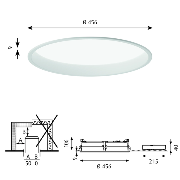 LP Circle Recessed dimensions
