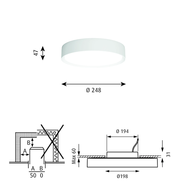 LP Slim Round Semi Recessed dimensions