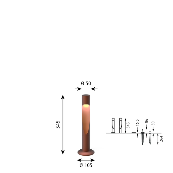 Flindt Garden Bollard dimensions