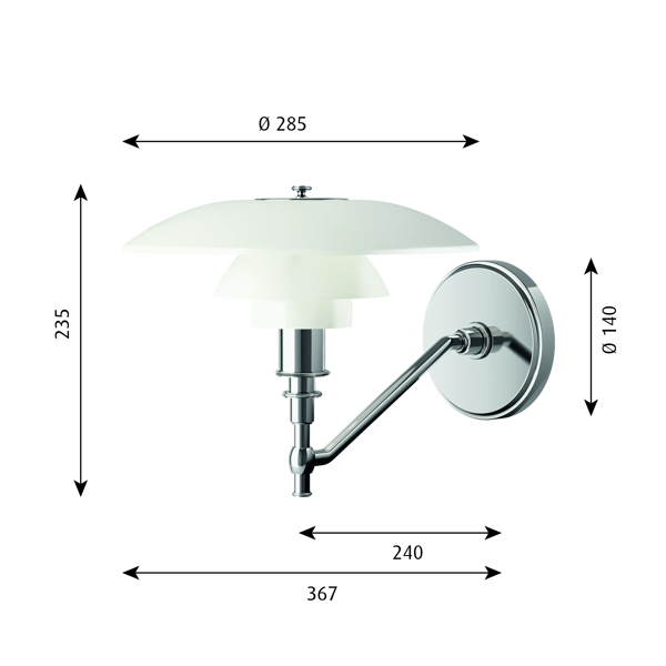 PH 3/2 Wall Lamp dimensions