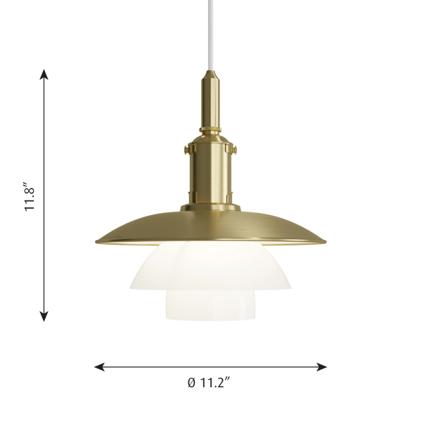 PH 3/3 Brass Opal Glass Pendant dimensions