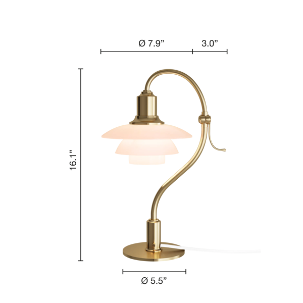 PH 2/2 Question Mark Pale Rose Table Lamp dimensions