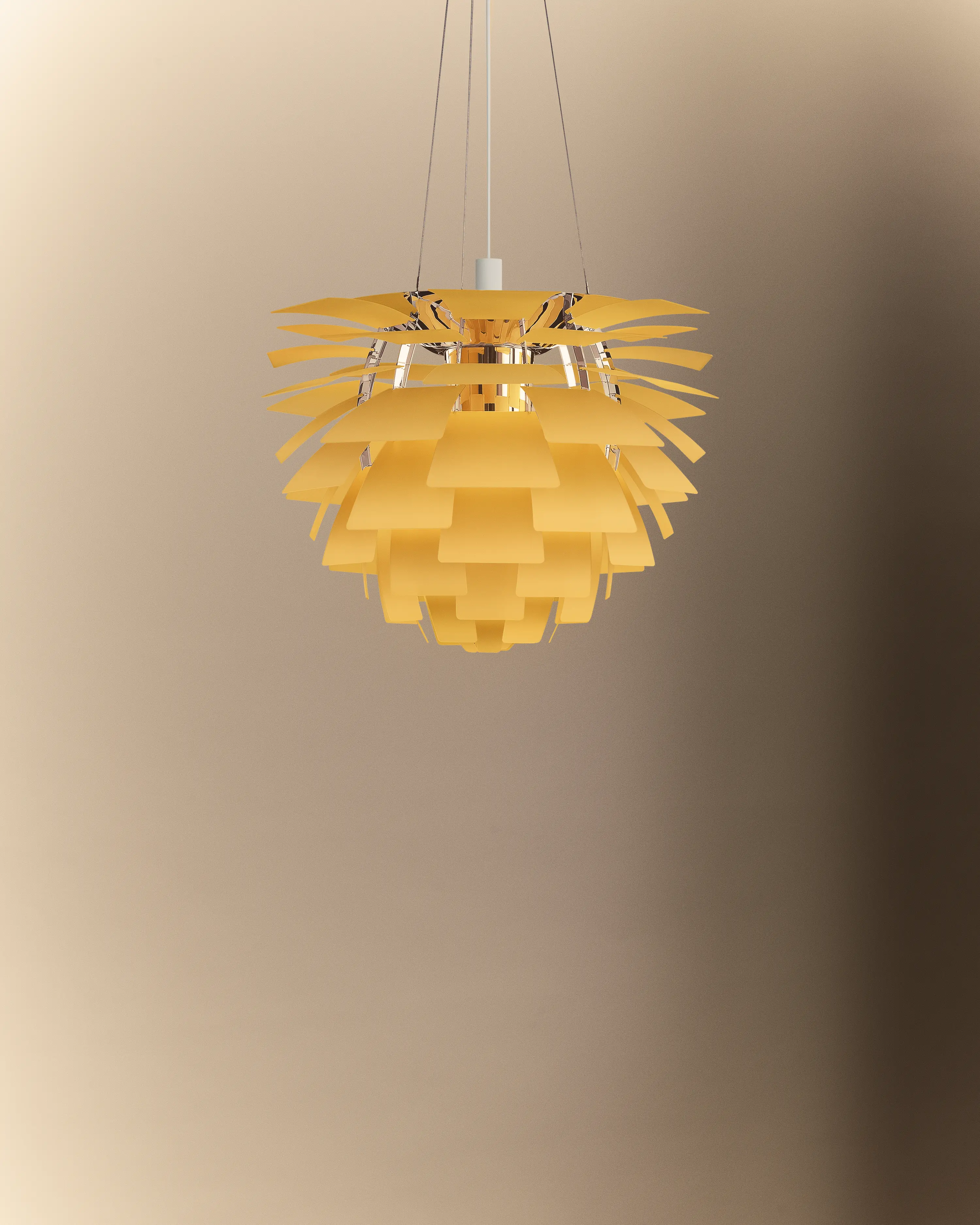 珍品！酸化鉄の被膜により黄色い巨大フェンスタークォーツ PH Artichoke Yellow Glass - Louis Poulsen | FENDI Casa コレクション