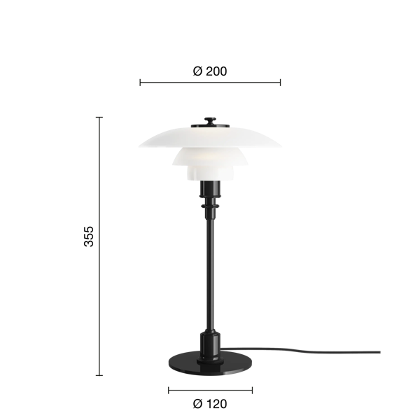 PH 2/1 Table Lamp dimensions