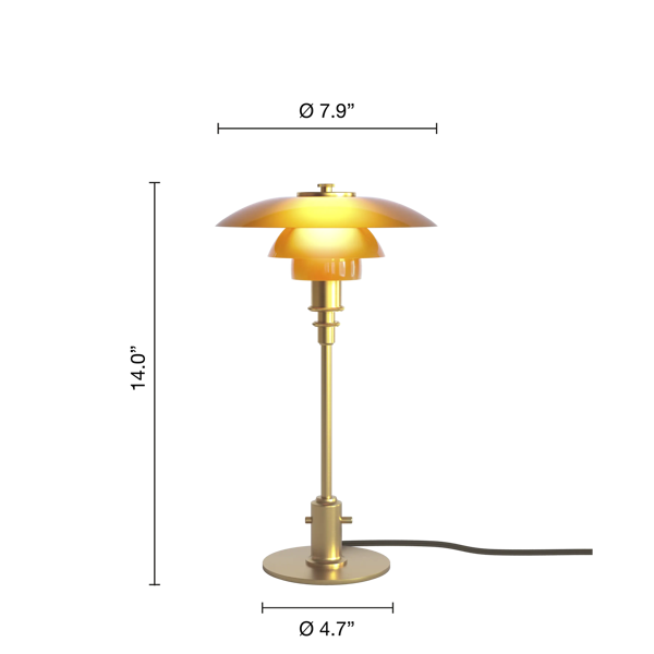 PH 2/1 Amber Coloured Glass Table Lamp dimensions