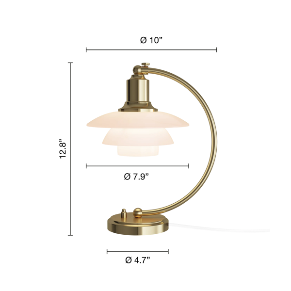 PH 2/2 Luna Pale Rose Table Lamp dimensions
