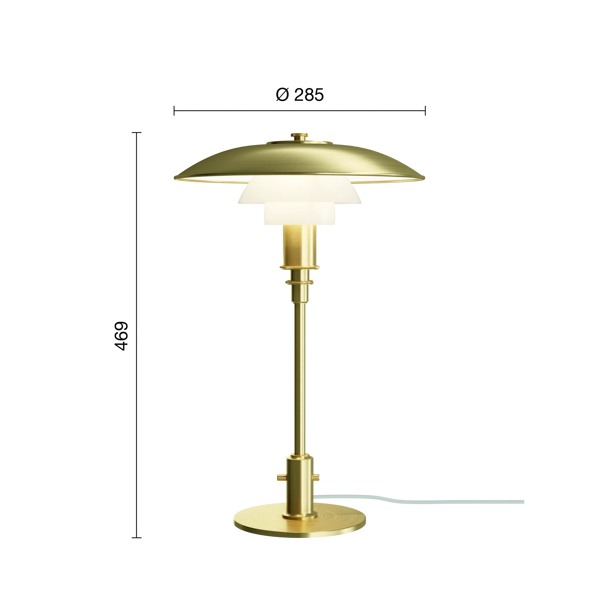 PH 3/2 Brass Opal Glass Table dimensions