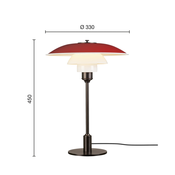 PH 3½-2½ Metal Table Lamp dimensions