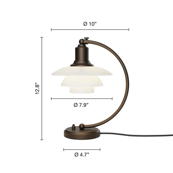 PH 2/2 Luna Aged Brass Opal Table Lamp Aged brass/opal glass