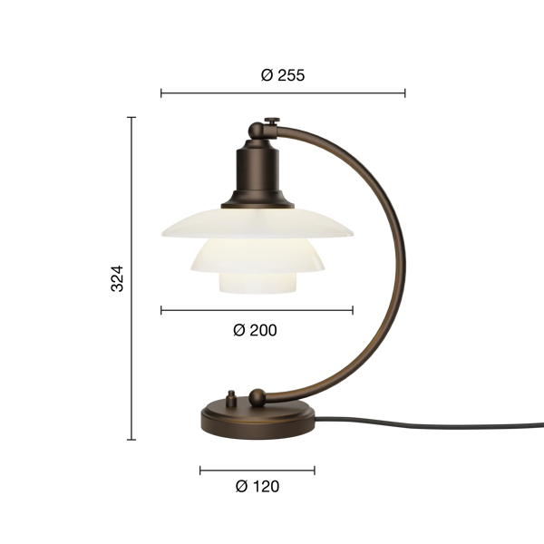 PH 2/2 Luna Aged Brass Opal Table Lamp | Poul Henningsen | Louis