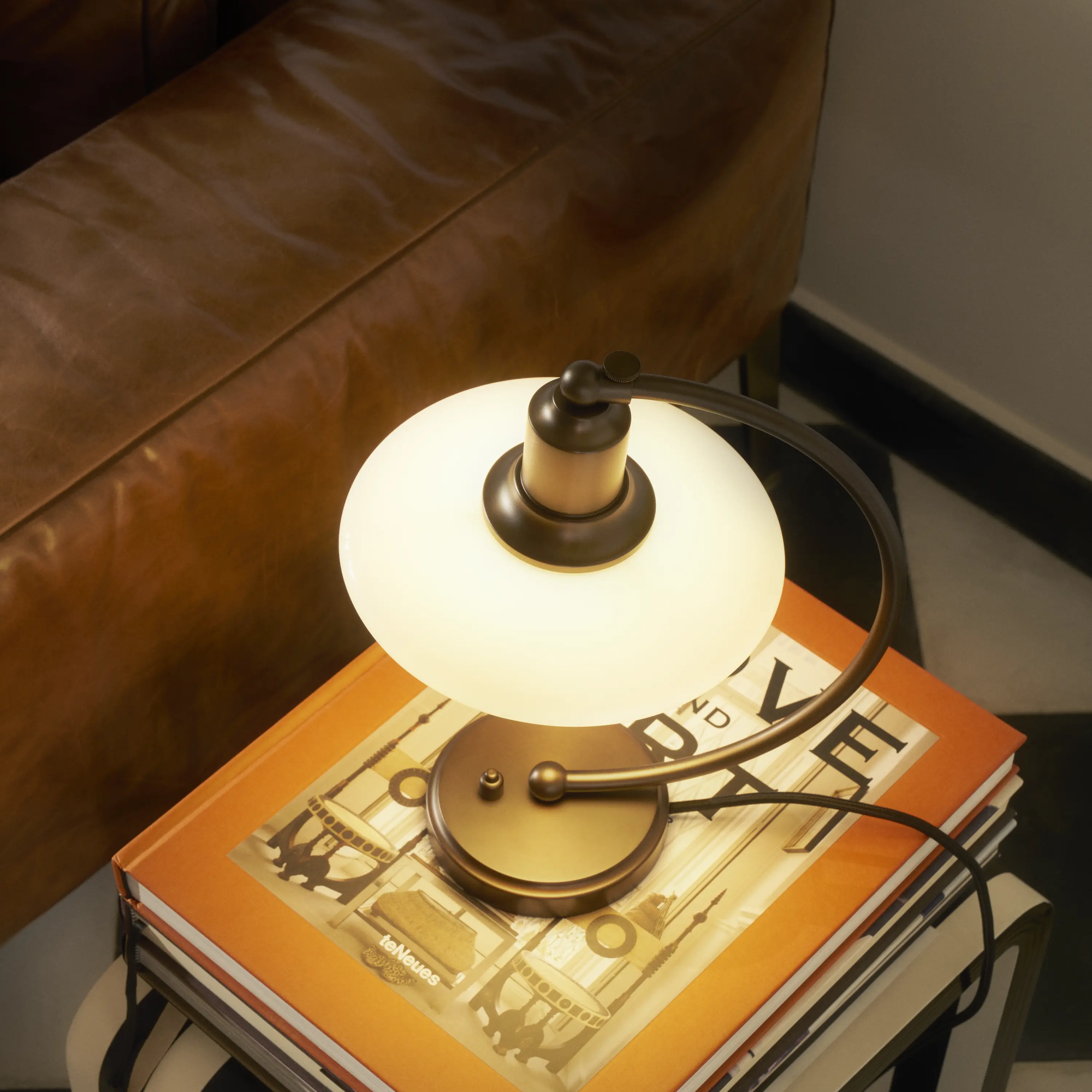 PH 2/2 Luna Aged Brass Opal Table Lamp | Poul Henningsen | Louis PH 2/2 Luna Aged Brass Opal Table Lamp | Poul Henningsen | Louis