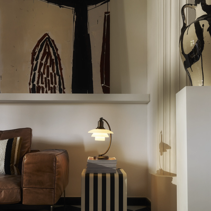 PH 2/2 Luna Aged Brass Opal Table Lamp