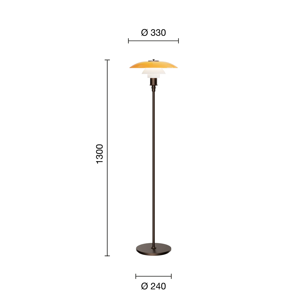 PH 3½-2½ Floor Lamp Centenary Edition dimensions