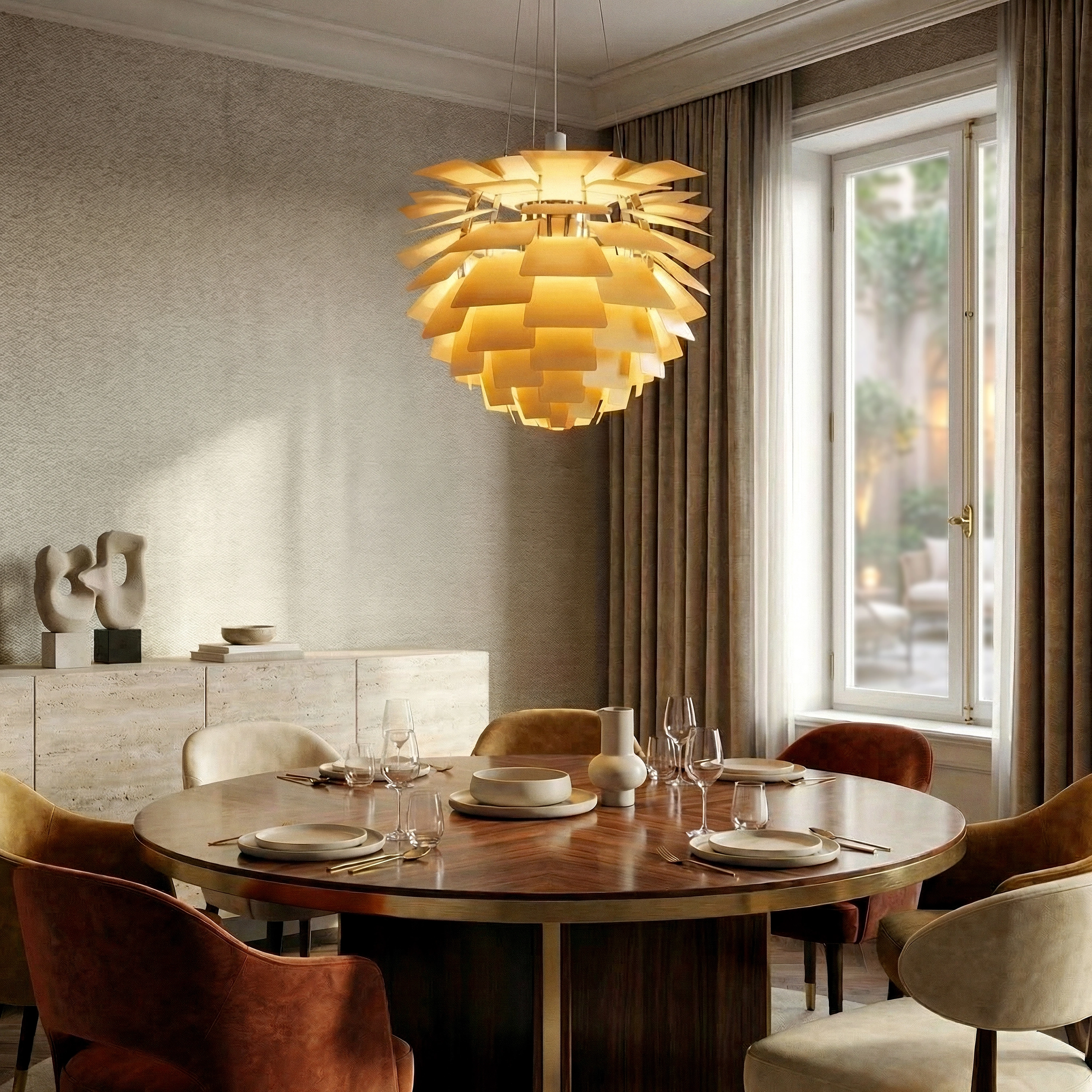 珍品！酸化鉄の被膜により黄色い巨大フェンスタークォーツ PH Artichoke Yellow Glass - Louis Poulsen | FENDI Casa コレクション