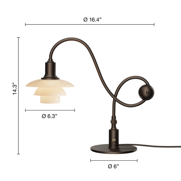 PH 1/1 Piano Table Lamp dimensions