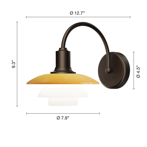 PH 2/2 Wall Lamp Centenary Edition dimensions