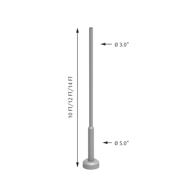 Dual Round Pole (US) dimensions