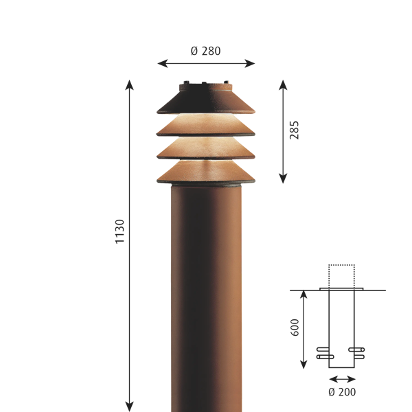 Bysted Bollard dimensions